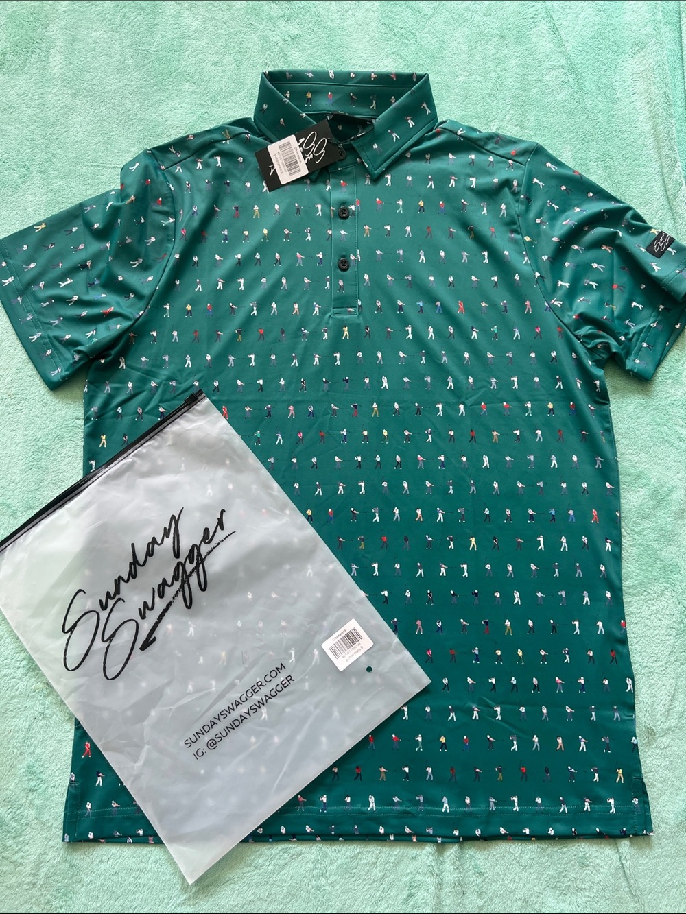 Sunday Swagger Men's Green Golf-Print Polo